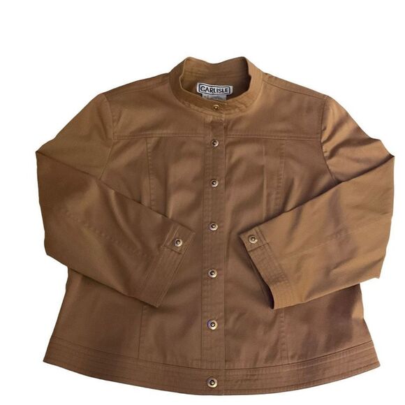 Carlisle Pantsuit Jacket Capri Pants Camel Safari Tan Cotton Blend Women Size 14 - Picture 11 of 15